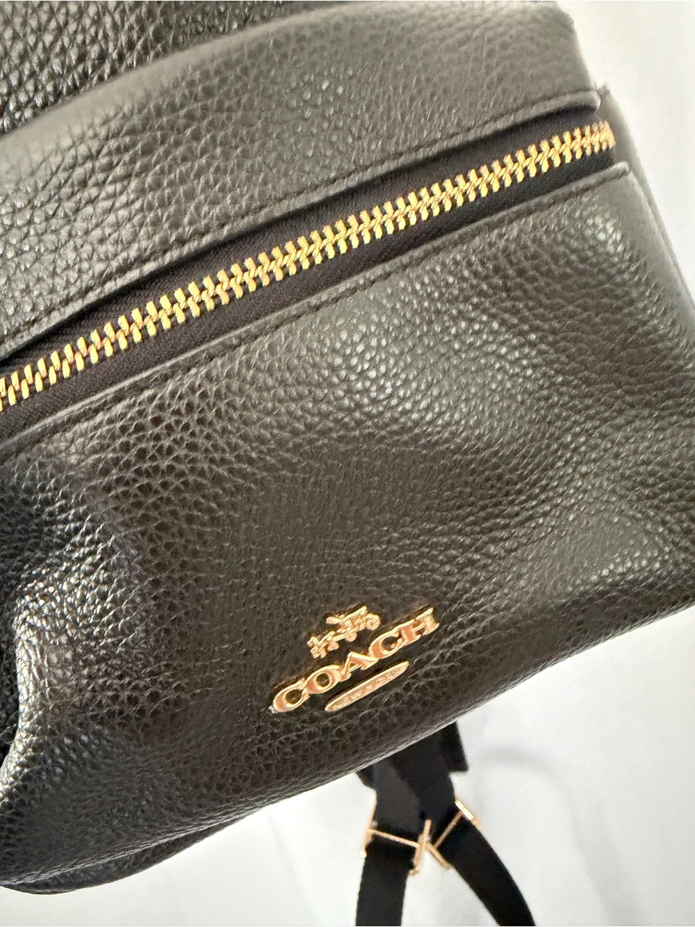 Coach Black Pebbled Leather Backpack with Gold Hardware
